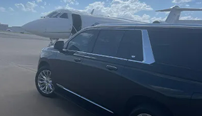 Luxury black car at Dallas Love Field Airport